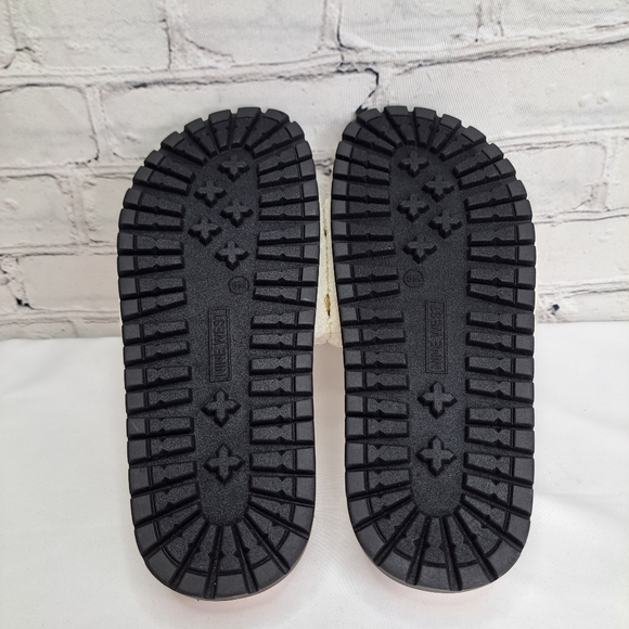 NINE WEST 'FREELY' SHEARLING & STUDDED SLIP ON SANDALS - Picture 9 of 14